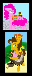 Size: 600x1400 | Tagged: safe, artist:crazynutbob, derpibooru import, boneless, boneless 2, cheese sandwich, pinkie pie, oc, oc:fudge fondue, oc:pizza pockets, cheesepie, colt, cute, family, father and daughter, father and son, female, filly, foal, male, mother and daughter, mother and son, offspring, parent:cheese sandwich, parent:pinkie pie, parents:cheesepie, shipping, straight, twins