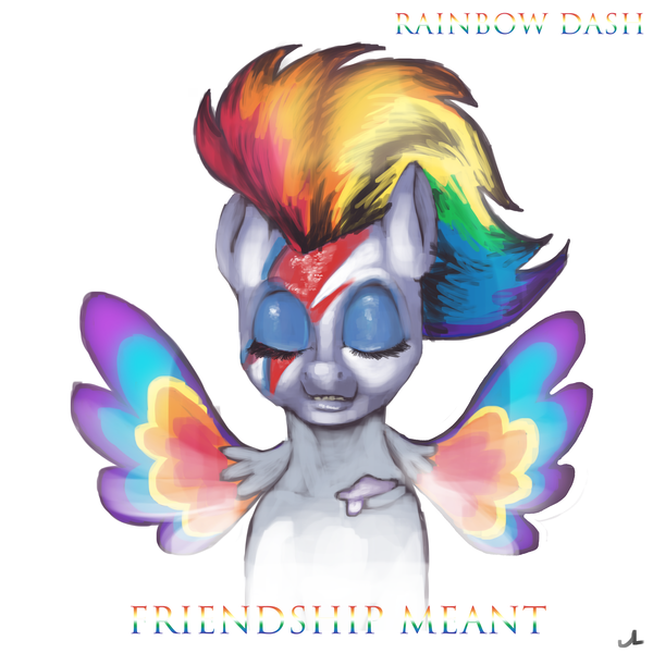 Size: 2400x2400 | Tagged: safe, artist:docwario, derpibooru import, rainbow dash, ponified, pegasus, pony, aladdin sane, album cover, david bowie, eyes closed, female, mare, parody, ponified album cover, rainbow power, solo, ziggy stardust