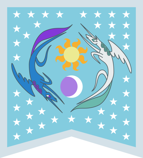 Size: 6000x6600 | Tagged: absurd resolution, artist:parclytaxel, derpibooru import, equestria, equestrian flag, flag, hearth's warming eve, hearth's warming eve (episode), moon, princess celestia, princess luna, safe, stars, sun, .svg available, vector