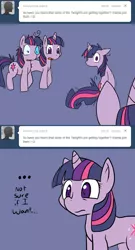 Size: 650x1200 | Tagged: artist:lustrous-dreams, ask, ask filly twilight, comic, derpibooru import, filly, safe, self ponidox, solo, tumblr, twilight sparkle, younger