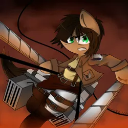 Size: 894x894 | Tagged: safe, artist:scootaloocuteness, derpibooru import, ponified, attack on titan, eren jaeger, solo