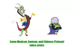 Size: 800x600 | Tagged: chinese text, coincidence, derpibooru import, discord, enrique cervantes, exploitable meme, german, germany, latin american, meme, mexico, michael pan, mojo jojo, safe, same voice actor, taiwan, the powerpuff girls, yu zhengsheng