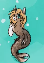 Size: 439x630 | Tagged: safe, artist:tracymod, derpibooru import, oc, unofficial characters only, pony, unicorn, selkie, solo, species swap, underwater