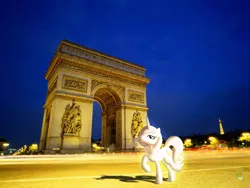 Size: 1600x1200 | Tagged: arc de triomphe, artist:kooner-cz, artist:ojhat, blurry, derpibooru import, fleur-de-lis, france, irl, night, photo, ponies in real life, pose, safe, shadow, solo, street, vector