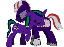 Size: 466x341 | Tagged: safe, derpibooru import, oc, oc:gearhead, oc:silver link, unofficial characters only, cyborg, pegasus, pony, unicorn, 1000 hours in ms paint, augmented, celtic knot, donut steel, glasses, goatee, hug, ms paint, prosthetic limb, prosthetic wing, prosthetics, siblings