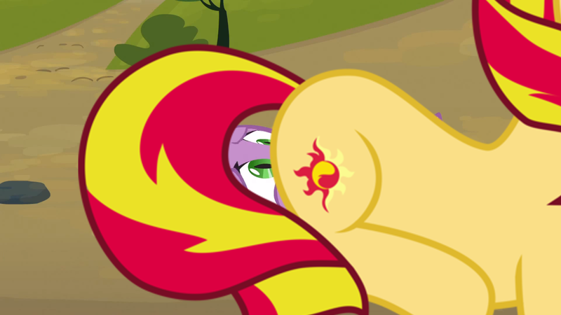 Size: 1280x720 | Tagged: questionable, derpibooru import, edit, edited screencap, screencap, spike, sunset shimmer, pony, facesitting, facesitting on spike, female, male, shipping, show accurate, show accurate porn, straight, sunsetspike