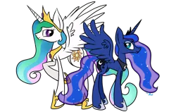 Size: 1600x1016 | Tagged: artist:winter-hooves, derpibooru import, princess celestia, princess luna, safe, simple background