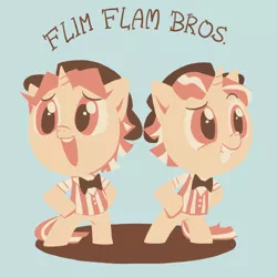 Size: 500x500 | Tagged: safe, artist:raichi, derpibooru import, flam, flim, pony, unicorn, bipedal, brothers, cute, duo, duo male, flamabetes, flim flam brothers, flimabetes, male, siblings, younger