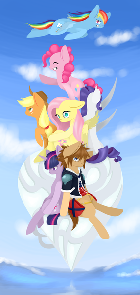 Size: 1721x3609 | Tagged: applejack, artist:lucky-jacky, derpibooru import, edit, fanfic, fluttershy, kingdom hearts, kingdom hearts of harmony, mane six, pinkie pie, ponified, rainbow dash, rarity, safe, sora, twilight sparkle