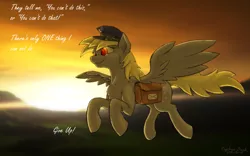 Size: 1440x900 | Tagged: safe, artist:cyclone-dusk, derpibooru import, derpy hooves, pegasus, pony, female, flying, mailbag, mare, solo, sunset