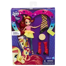 Size: 515x515 | Tagged: safe, derpibooru import, sunset shimmer, pony, unicorn, equestria girls, rainbow rocks, boots, box, brushable, clothes, doll, dress, sandals, solo, toy