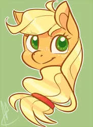 Size: 450x615 | Tagged: applejack, artist:skippyrip, cute, derpibooru import, freckles, jackabetes, looking at you, portrait, safe, smiling, solo