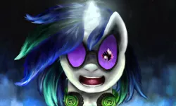 Size: 1800x1083 | Tagged: artist:montybrush, broken glasses, derpibooru import, safe, solo, vinyl scratch