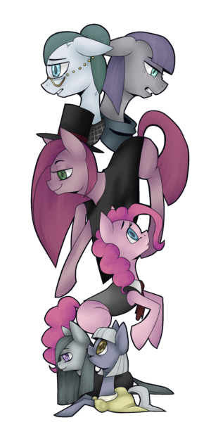 Size: 1500x3000 | Tagged: artist:skyjaykat, cloudy quartz, derpibooru import, dr jekyll and mr hyde, limestone pie, marble pie, maud pie, pinkamena diane pie, pinkie pie, safe