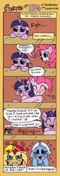 Size: 522x1528 | Tagged: safe, artist:foxgirlkira, derpibooru import, pinkie pie, sunset shimmer, trixie, twilight sparkle, pony, :t, angry, blushing, comic, crying, cute, drool, eyes closed, female, floppy ears, frown, grin, gritted teeth, happy, heart, hug, implied lesbian, implied shipping, implied sunsetsparkle, implied twixie, it started with a hug, jealous, leaning, lesbian, open mouth, sad, shipping, smiling, sunsetsparkle, surprised, thought bubble, twixie, wavy mouth