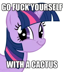 Size: 500x557 | Tagged: cactus, derpibooru import, image macro, meme, reaction image, solo, suggestive, twiface, twilight sparkle, vulgar