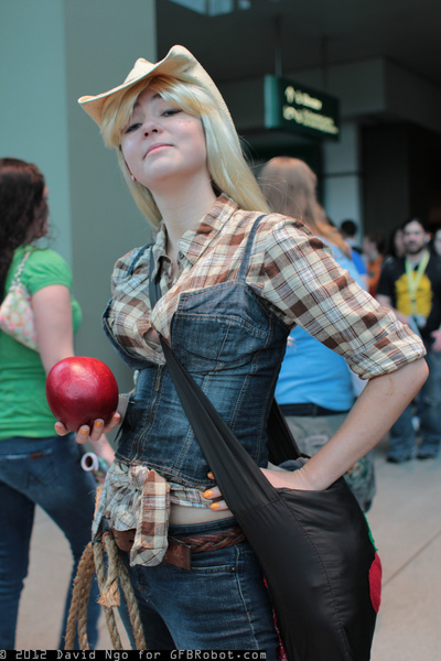 Size: 1365x2048 | Tagged: artist needed, safe, derpibooru import, applejack, human, 2012, convention, cosplay, emerald city comicon, irl, irl human, lasso, nail polish, photo