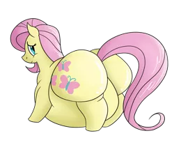 Size: 1024x853 | Tagged: artist:irateliterate, dead source, derpibooru import, fat, fattershy, flutterbutt, fluttershy, looking at you, looking back, morbidly obese, obese, plot, safe, solo, wide hips