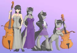 Size: 2903x2001 | Tagged: anthro, anthro chart, artist:jonfawkes, cello, clothes, derpibooru import, human, humanized, musical instrument, octavia melody, pantyhose, safe, semi-anthro