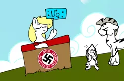 Size: 500x325 | Tagged: artist needed, derpibooru import, edgy, nazi, oc, oc:aryanne, /pol/, politically incorrect, redpilled-mlp-headcanons, safe, swastika, unofficial characters only, zebra, ziggers