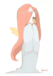 Size: 419x600 | Tagged: adoraspook, artist:shanshantmblr, cute, derpibooru import, fluttershy, ghost, safe, solo, yuurei