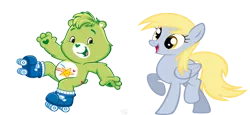 Size: 956x441 | Tagged: safe, derpibooru import, derpy hooves, pegasus, pony, care bears, care bears adventures of care a lot, female, mare, oopsy bear, roller skates