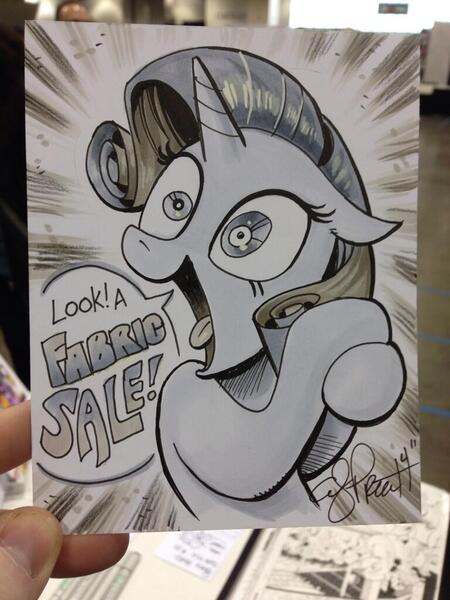 Size: 768x1024 | Tagged: safe, artist:andypriceart, derpibooru import, rarity, pony, unicorn, andy you magnificent bastard, excited, eyes, flanderization, hair-tugging excited rarity, i can't believe it's not idw, insanity, irrational exuberance, little tongue, mismatched eyes, monochrome, rarisnap, smiling, solo, that pony sure does love dresses, traditional art