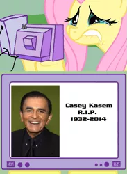 Size: 563x771 | Tagged: casey kasem, cliffjumper, derpibooru import, exploitable meme, fluttercry, fluttershy, implied death, meme, obituary, obligatory pony, rest in peace, safe, scooby doo, shaggy, transformers, tv meme