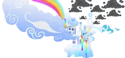 Size: 6000x2775 | Tagged: artist:azure-vortex, cloud, cloudsdale, cloudy, derpibooru import, lightning, no pony, rainbow, rainbow waterfall, safe, simple background, stormcloud, transparent background, vector, weather factory
