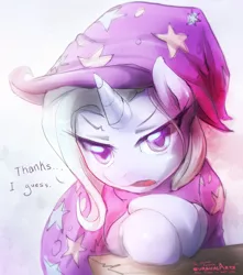Size: 3000x3400 | Tagged: dead source, source needed, safe, artist:surgicalarts, derpibooru import, trixie, pony, unicorn, accessory swap, angry, annoyed, bench, bipedal, bipedal leaning, cape, clothes, cute, dialogue, diatrixes, eyebrows down, female, hat, leaning, looking at you, mare, simple background, sitting, solo, the great and powerful, trixie's cape, trixie's hat, tsundere, tsunderixie