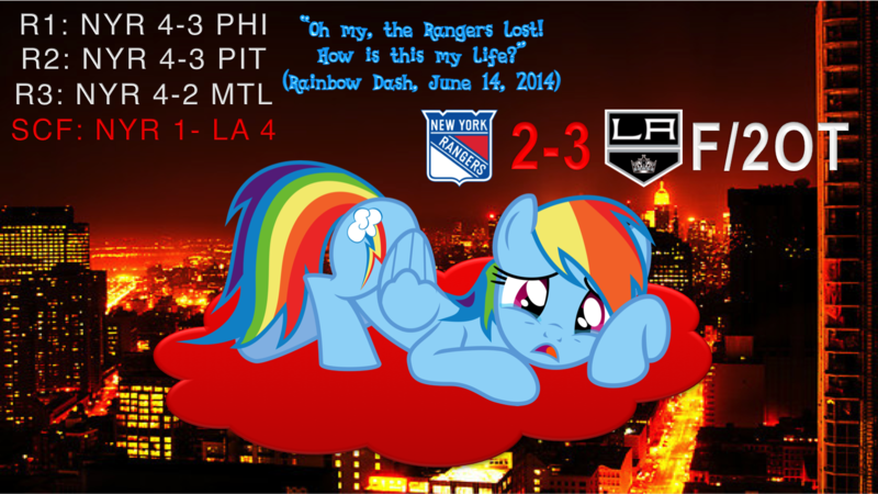 Size: 1500x844 | Tagged: artist:j4lambert, cloud, crying, derpibooru import, hockey, los angeles kings, new york rangers, nhl, obligatory pony, rainbow dash, sad, safe, solo, stanley cup, stanley cup finals, stanley cup playoffs