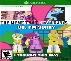 Size: 717x621 | Tagged: accepted meme that never ends, activision, berry punch, berryshine, derpibooru import, exploitable meme, meme, pinkievision meme, rainbow dash, safe, south park, the meme that never ends, twilight sparkle, xbox, xbox one