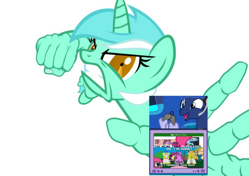 Size: 1280x908 | Tagged: accepted meme that never ends, angry, artist:aborrozakale, berry punch, berryshine, caption, derpibooru import, esrb, exploitable meme, gamer luna, hand, image macro, lyra heartstrings, meme, obligatory pony, princess luna, rainbow dash, rainbow dash's centerfold, royal guard, safe, south park, text, the meme that never ends, tv meme, twilight sparkle, video game, vulgar, xbox one