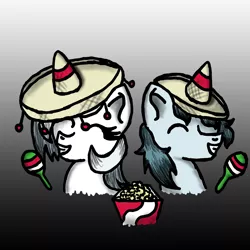 Size: 2400x2400 | Tagged: artist:vennyr, derpibooru import, maracas, mexican, mexico, musical instrument, oc, oc:cyris, oc:flipp, safe, sombrero, tumblr, unofficial characters only