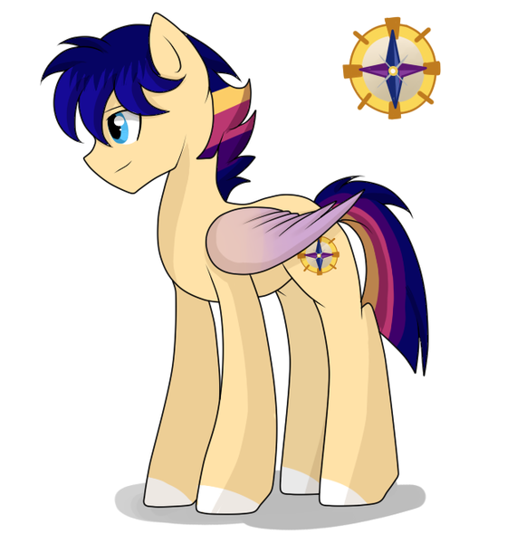 Size: 622x666 | Tagged: safe, artist:hikariviny, derpibooru import, oc, oc:starry gleam, unofficial characters only, pegasus, pony, cutie mark, offspring, older, parent:flash sentry, parent:twilight sparkle, parents:flashlight, smiling, solo, son