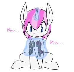 Size: 500x490 | Tagged: artist:erthilo, derpibooru import, doll, fallout equestria, fallout equestria: murky number seven, murkylight, now kiss, oc, oc:glimmerlight, oc:murky, oc:protege, safe, shipping, unofficial characters only, younger