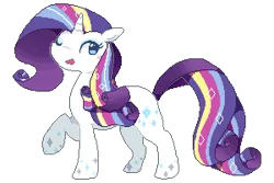 Size: 300x200 | Tagged: safe, artist:milkii-ways, derpibooru import, rarity, pony, unicorn, cutie mark, female, horn, one eye closed, open mouth, rainbow power, raised hoof, simple background, solo, white background, wink