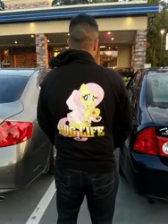 Size: 2448x3264 | Tagged: safe, derpibooru import, fluttershy, human, brony, clothes, hoodie, irl, irl human, photo