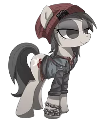 Size: 1227x1500 | Tagged: artist:burnoid096, beanie, chains, clothes, delsin rowe, derpibooru import, hat, infamous, infamous second son, ponified, rule 63, safe, smiling, solo