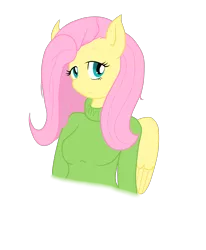 Size: 1680x2034 | Tagged: anthro, artist:stockingstreams, clothes, derpibooru import, fluttershy, safe, simple background, solo, sweater, sweatershy, transparent background, vector