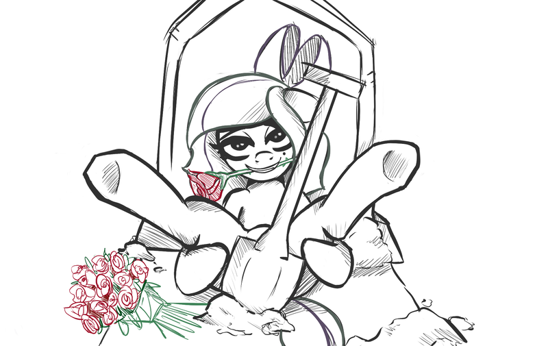 Size: 1900x1200 | Tagged: artist needed, bouquet, derpibooru import, dirt, female, flower, gravestone, oc, oc:brittledirt, rose, shovel, solo, solo female, source needed, suggestive, underhoof, unofficial characters only