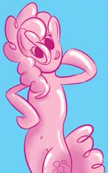 Size: 483x767 | Tagged: artist:riokenng3, derpibooru import, inanimate tf, original species, pinkie pie, rubber, rubber pony, safe, smiling, solo, transformation