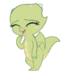 Size: 600x680 | Tagged: artist:queencold, baby dragon, derpibooru import, dragon, dragoness, giggling, oc, oc:jade, safe, simple background, solo, transparent background, unofficial characters only