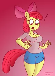 Size: 3754x5200 | Tagged: anthro, apple bloom, artist:scobionicle99, breasts, busty apple bloom, cleavage, female, older, older apple bloom, puberty, puberty hits hard, solo, solo female, suggestive