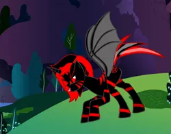 Size: 830x650 | Tagged: safe, artist:he-s-h-a-d-o-w, derpibooru import, oc, unofficial characters only, alicorn, bat pony, bat pony alicorn, pony, pony creator, alicorn oc, donut steel, edgy, pentagram, red and black oc, solo