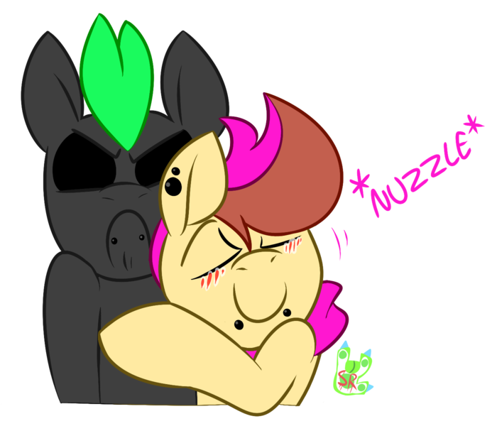 Size: 1400x1200 | Tagged: safe, artist:scribblerex, derpibooru import, oc, oc:f.p., oc:hex, unofficial characters only, pony, duo, gay, male, nuzzling, piercing, snake bites, stallion