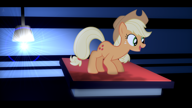 Size: 1920x1080 | Tagged: safe, artist:ahmedooy, artist:redpandapony, derpibooru import, applejack, earth pony, pony, female, light, mare, shadow, solo, table, vector, wallpaper