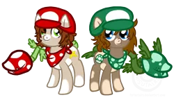 Size: 792x466 | Tagged: artist:furisutairu, augmented tail, derpibooru import, luigi, mario, monster pony, oc, oc:8-bit, oc:pixel, original species, piranha plant pony, safe, super mario bros., unofficial characters only