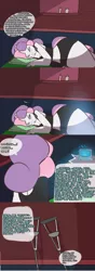 Size: 1280x3640 | Tagged: anthro, artist:somescrub, ask nudist sweetie belle, crutches, derpibooru import, safe, sweetie belle