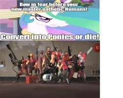 Size: 1280x1024 | Tagged: derpibooru import, exploitable meme, humanity fuck yeah, meme, princess celestia, safe, team fortress 2, xenolestia